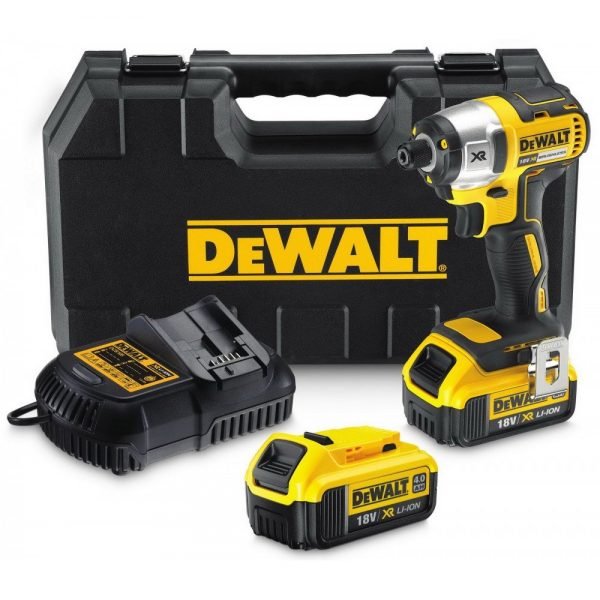 מברגת אימפקט 18V דה וולט DEWALT DCF886M2 במזודה קשיחה עם סוללות 4 Ah ומטען מהיר