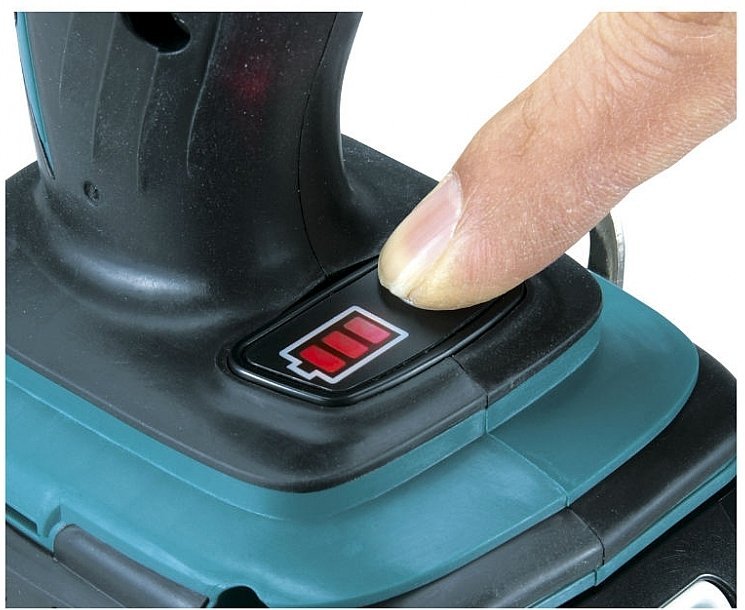 מברגת אימפקט נטענת 18 וולט DTD146RYE MAKITA מברגת אימפקט נטענת 18 וולט עם מד מובנה המראה את מצב הסוללה