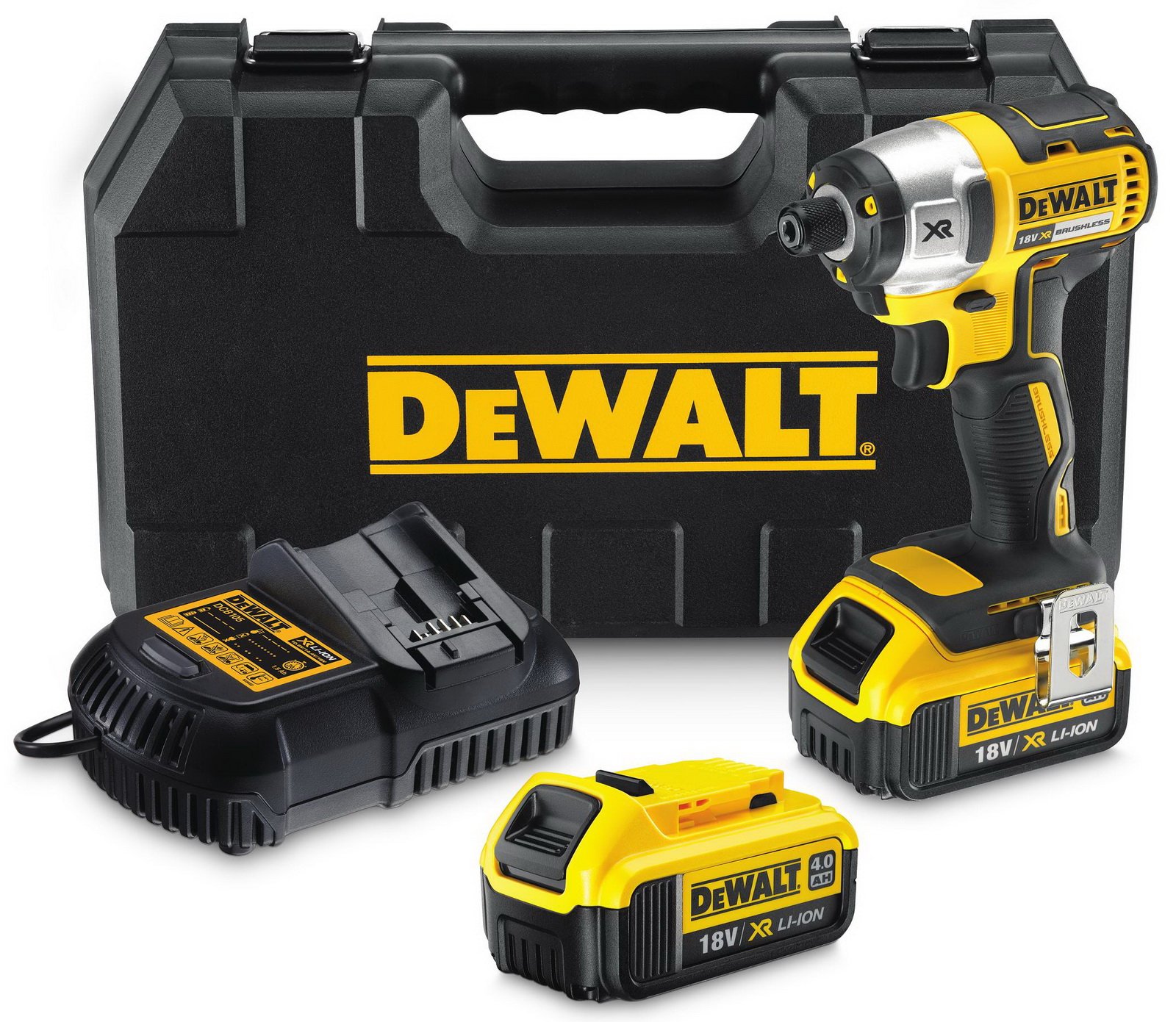 מברגת אימפקט 18 וולט DEWALT DCF886M2 עם סוללות 4Ah ומטען מהיר במזוודה קשיחה. מברגת אימפקט 18 וולט DEWALT DCF886M2