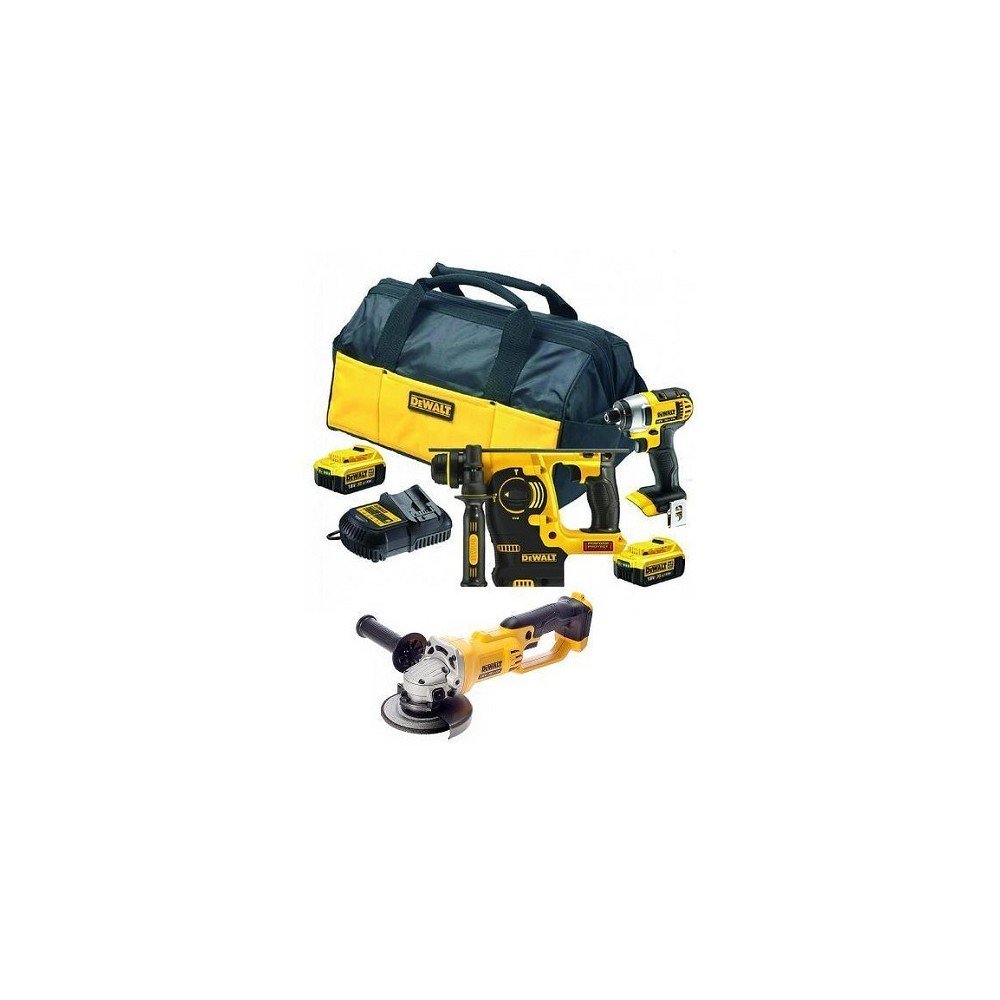 סט מברגה אימפקט + פטישון + משחזת זוית דגם DEWALT DCK303P3